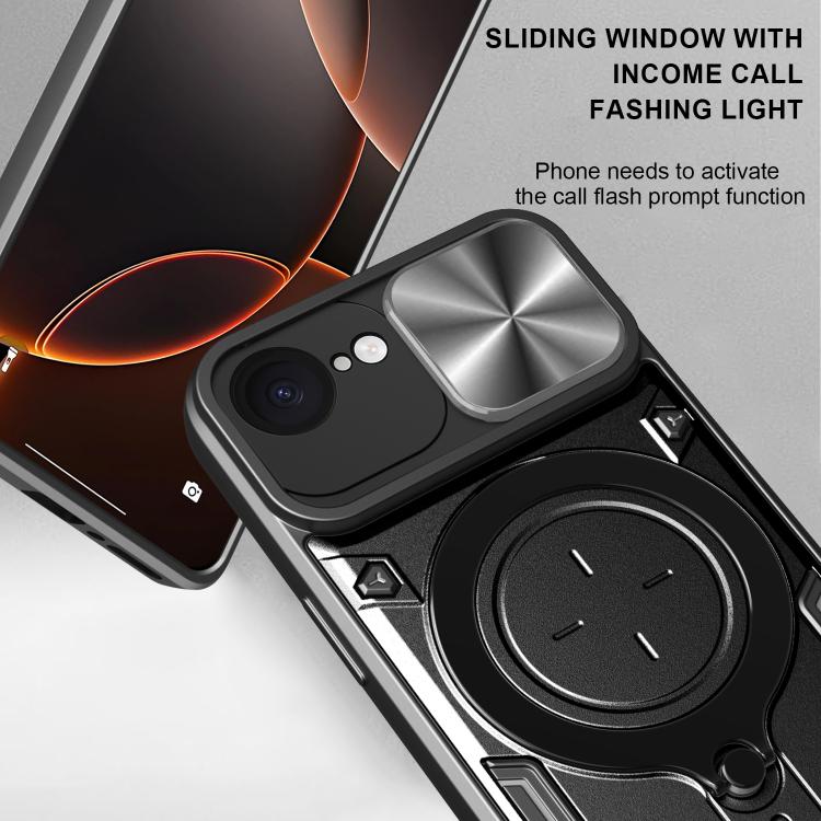 CD Texture Sliding Camshield Magnetic Holder Phone Case, For iPhone 17e / 16e, For iPhone 17 Pro Max, For iPhone 17 Pro, For iPhone 17, For iPhone Air, For iPhone 16 Pro Max, For iPhone 16 Pro, For iPhone 16 Plus