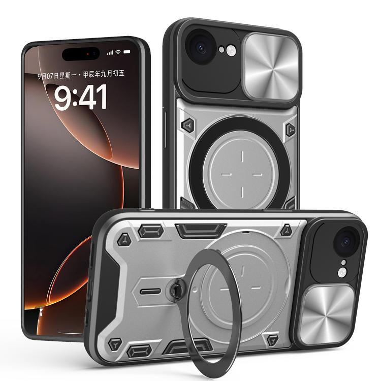 CD Texture Sliding Camshield Magnetic Holder Phone Case, For iPhone 17e / 16e, For iPhone 17 Pro Max, For iPhone 17 Pro, For iPhone 17, For iPhone Air, For iPhone 16 Pro Max, For iPhone 16 Pro, For iPhone 16 Plus