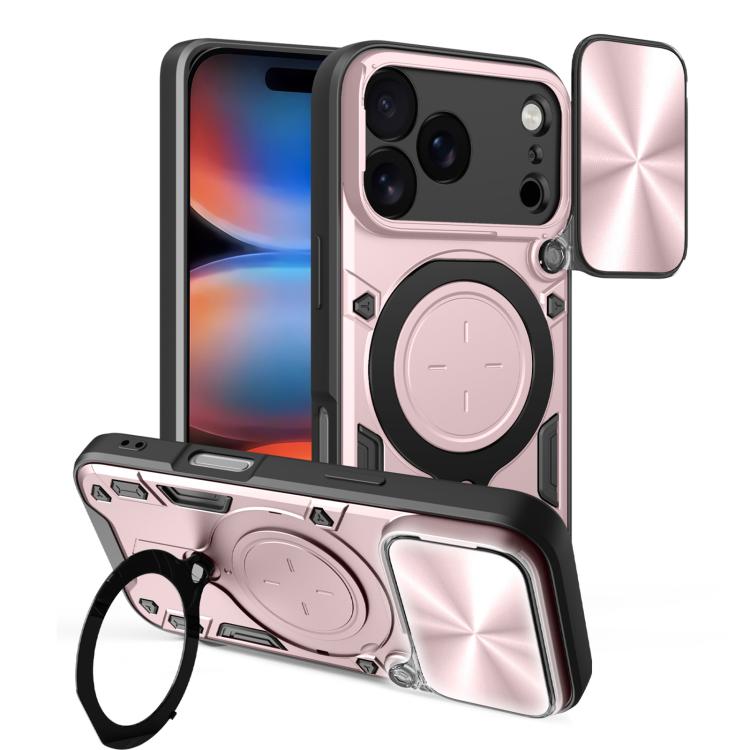 CD Texture Sliding Camshield Magnetic Holder Phone Case, For iPhone 17e / 16e, For iPhone 17 Pro Max, For iPhone 17 Pro, For iPhone 17, For iPhone Air, For iPhone 16 Pro Max, For iPhone 16 Pro, For iPhone 16 Plus