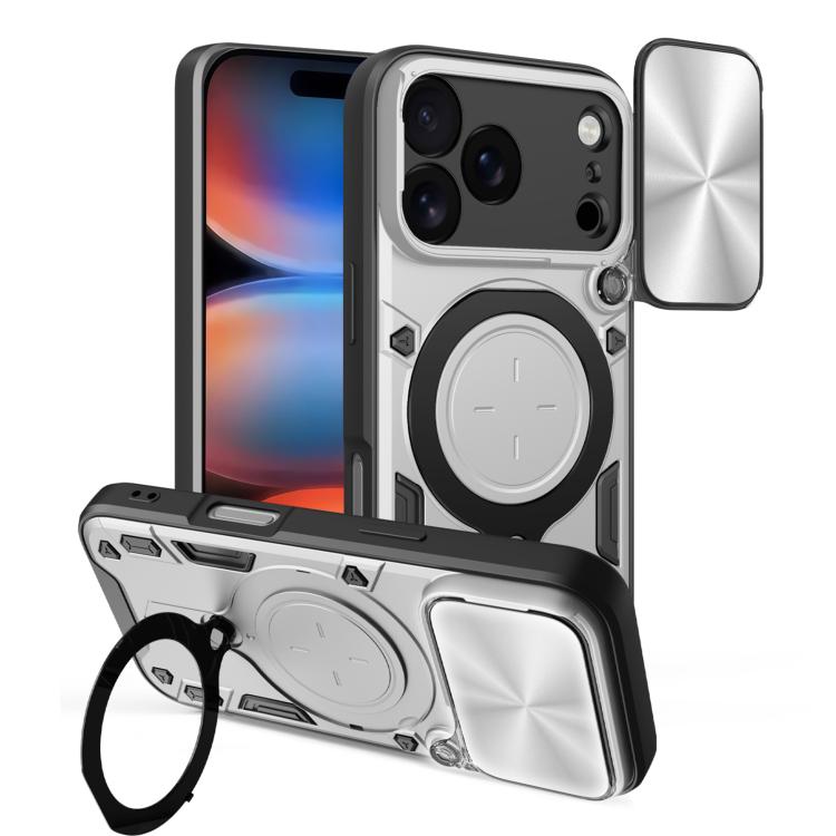 CD Texture Sliding Camshield Magnetic Holder Phone Case, For iPhone 17e / 16e, For iPhone 17 Pro Max, For iPhone 17 Pro, For iPhone 17, For iPhone Air, For iPhone 16 Pro Max, For iPhone 16 Pro, For iPhone 16 Plus