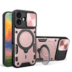 CD Texture Sliding Camshield Magnetic Holder Phone Case, For iPhone 17e / 16e, For iPhone 17 Pro Max, For iPhone 17 Pro, For iPhone 17, For iPhone Air, For iPhone 16 Pro Max, For iPhone 16 Pro, For iPhone 16 Plus