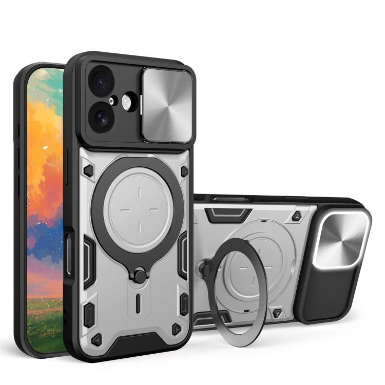 CD Texture Sliding Camshield Magnetic Holder Phone Case, For iPhone 17e / 16e, For iPhone 17 Pro Max, For iPhone 17 Pro, For iPhone 17, For iPhone Air, For iPhone 16 Pro Max, For iPhone 16 Pro, For iPhone 16 Plus