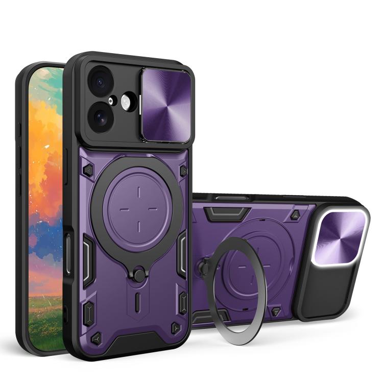 CD Texture Sliding Camshield Magnetic Holder Phone Case, For iPhone 17e / 16e, For iPhone 17 Pro Max, For iPhone 17 Pro, For iPhone 17, For iPhone Air, For iPhone 16 Pro Max, For iPhone 16 Pro, For iPhone 16 Plus