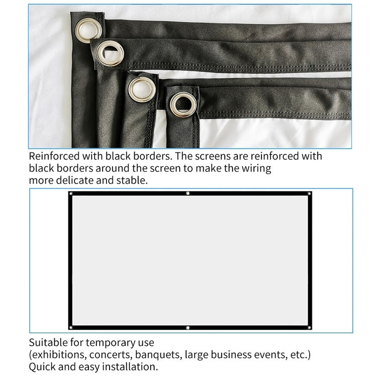 Simple Folding Thin Polyester Projector Film Curtain, 30 inch 16:9, 150 inch 4:3, 150 inch 16:9, 180 inch 16:9, 200 inch 16:9