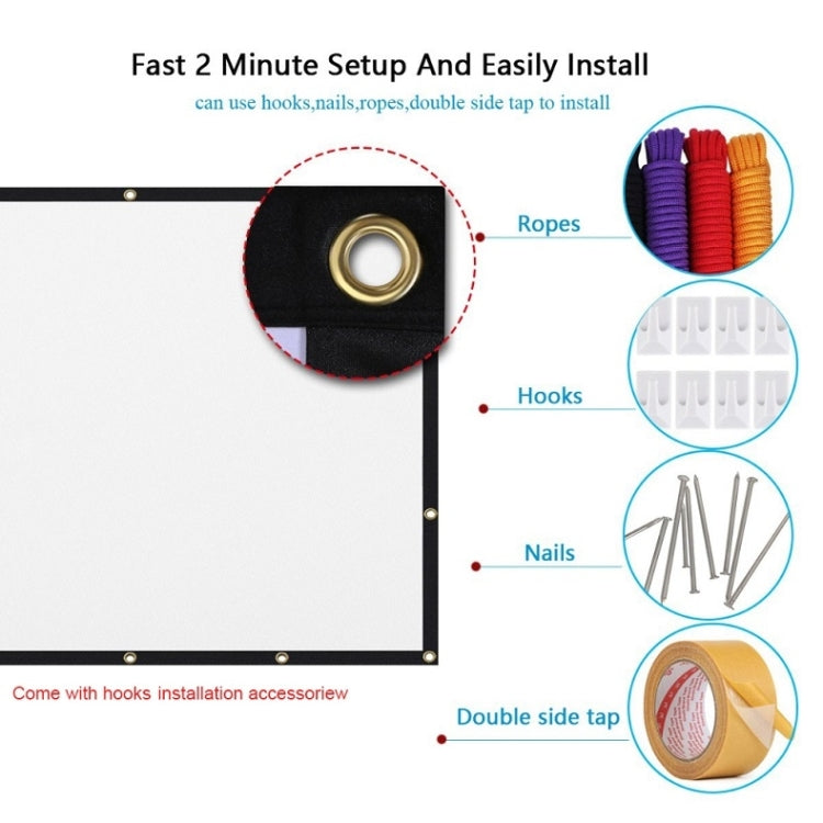 Simple Folding Thin Polyester Projector Film Curtain, 30 inch 16:9, 150 inch 4:3, 150 inch 16:9, 180 inch 16:9, 200 inch 16:9