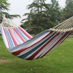 Outdoor Double Thickened Canvas Hammock Indoor Swing with Detachable Curved Rod, 200x100cm