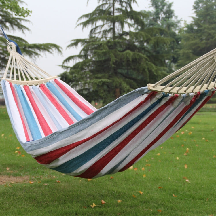 Outdoor Double Thickened Canvas Hammock Indoor Swing with Detachable Curved Rod, 200x100cm