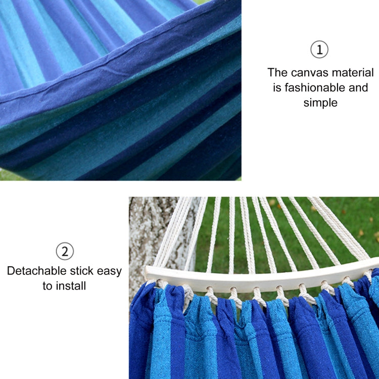 Outdoor Double Thickened Canvas Hammock Indoor Swing with Detachable Curved Rod, 200x100cm