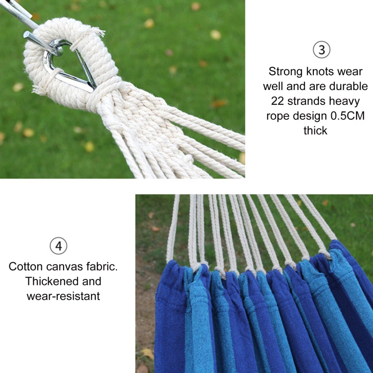 Outdoor Double Thickened Canvas Hammock Indoor Swing with Detachable Curved Rod, 200x100cm