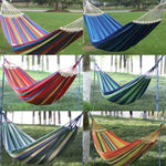 Outdoor Double Thickened Canvas Hammock Indoor Swing with Detachable Curved Rod, 200x100cm