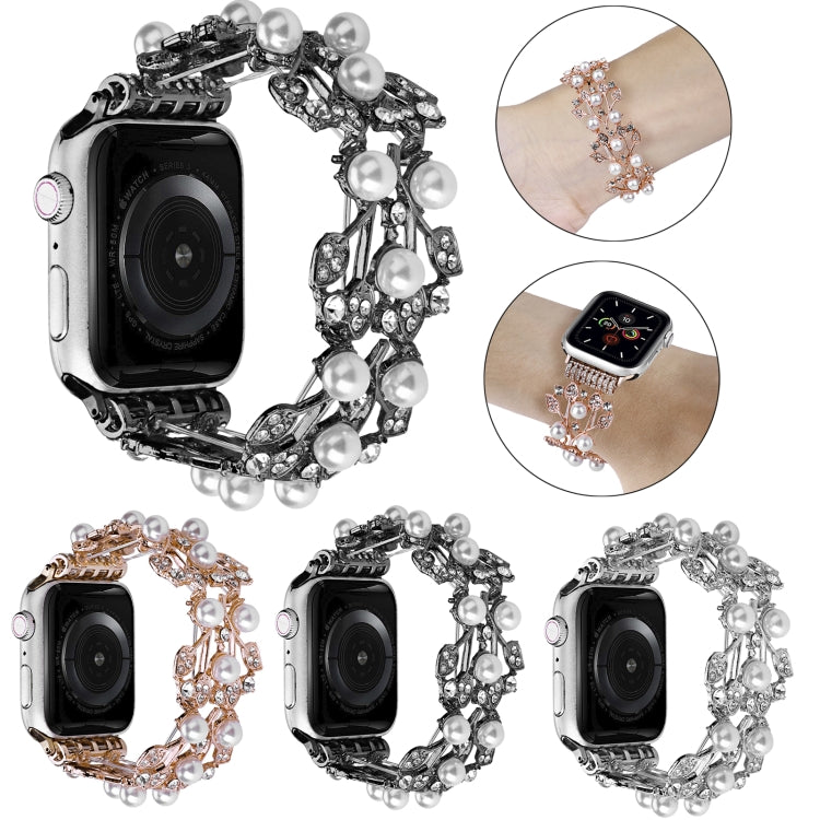 Four-leaf Bead Metal Watch Band, For Apple Watch 6 40mm, For Apple Watch 6 44mm, For Apple Watch 5 44mm, For Apple Watch 5 40mm, For Apple Watch 4 44mm, For Apple Watch 4 40mm, For Apple Watch 3 38mm, For Apple Watch 3 42mm, For Apple Watch 2 42mm     ...