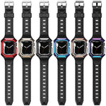 حزام ساعة مدمج من TPU بغطاء درع، لساعات Apple Watch SE 2025 / 2023 مقاس 44 مم، Apple Watch SE 2025 / 2023 مقاس 40 مم، Apple Watch Series 11 / 10 مقاس 42 مم، Apple Watch Ultra 3 / 2 مقاس 49 مم، Apple Watch 9 مقاس 45 مم، Apple Watch 9 مقاس 41 مم