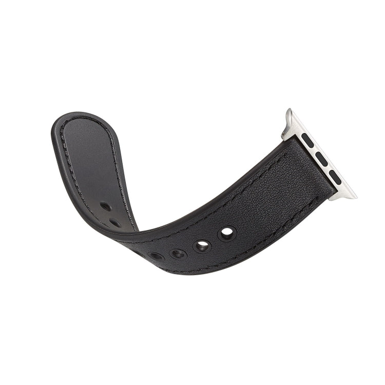 Single Buckle TPU+ Genuine Leather Watchband, For Apple Watch Series 7 41mm / 6 & SE & 5 & 4 40mm / 3 & 2 & 1 38mm, For Apple Watch Series 7 45mm / 6 & SE & 5 & 4 44mm / 3 & 2 & 1 42mm                                                                    ...