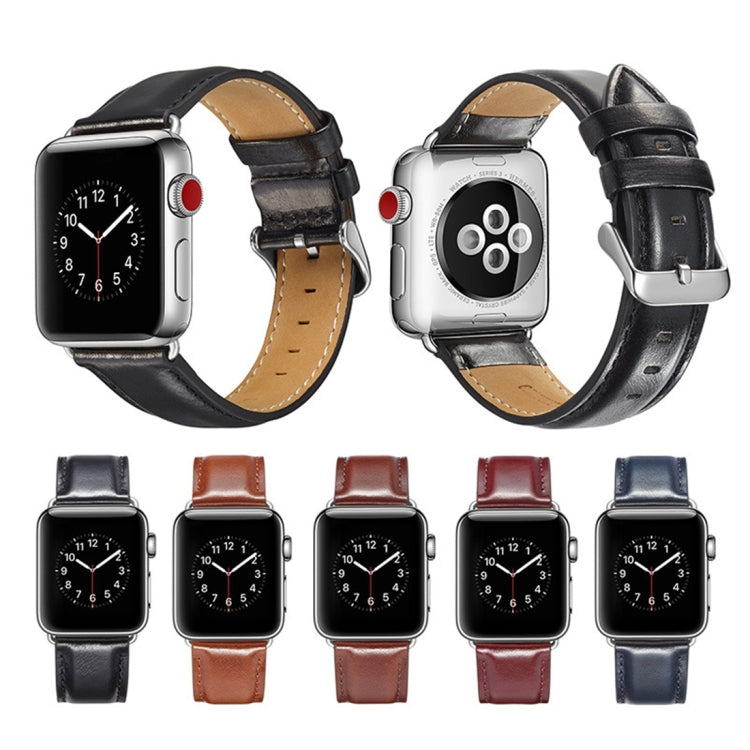 Armband aus hochwertigem Vollnarbenleder mit Crazy-Horse-Textur, passend für Apple Watch Series 7 (41 mm), 6, SE, 5, 4 (40 mm), 3, 2, 1 (38 mm) und Series 7 (45 mm), 6, SE, 5, 4 (44 mm) sowie 3, 2, 1 (42 mm).