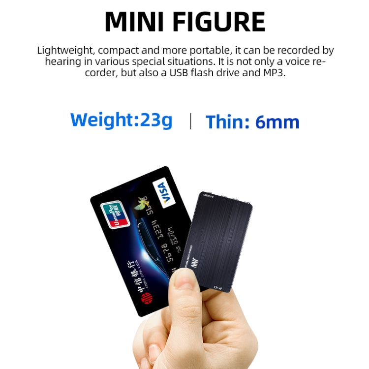 مسجل صوت ذكي رفيع جداً مع تقليل الضوضاء عالي الدقة وتحكم ذكي JNN M2، 4GB، 8GB، 16GB، 32GB، 64GB