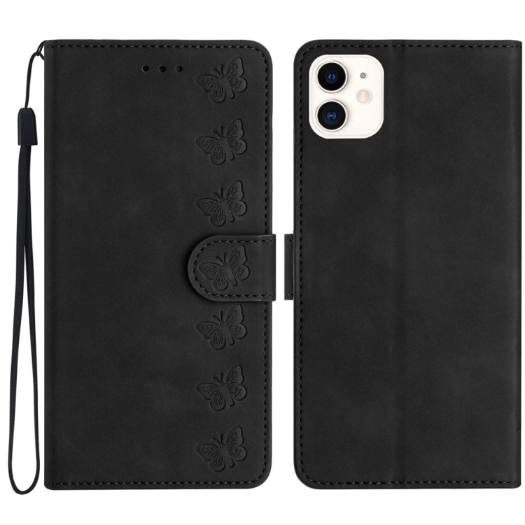 غطاء هاتف من الجلد المنقوش بنمط سبع فراشات، لهواتف iPhone 12 mini، iPhone 11 Pro Max، iPhone 11، iPhone 11 Pro