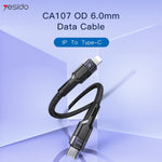 YESIDO CA107 1.2m 2.4A USB-C / Type-C to 8 Pin OD0.6 Charging Data Cable, CA107
