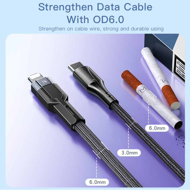 YESIDO CA107 1.2m 2.4A USB-C / Type-C to 8 Pin OD0.6 Charging Data Cable, CA107
