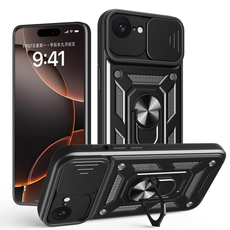 غطاء هاتف بتصميم غطاء كاميرا منزلق من TPU+PC، لهواتف iPhone 17e / 16e، iPhone 17 Pro Max، iPhone 17 Pro، iPhone 17، iPhone Air، iPhone 16 Pro Max