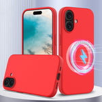 غطاء هاتف سيليكون مقاوم للصدمات مع Magsafe، لهواتف iPhone 16 Pro Max، iPhone 16 Pro، iPhone 16 Plus، iPhone 16، iPhone 15 Pro Max