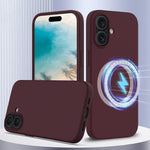 غطاء هاتف سيليكون مقاوم للصدمات مع Magsafe، لهواتف iPhone 16 Pro Max، iPhone 16 Pro، iPhone 16 Plus، iPhone 16، iPhone 15 Pro Max