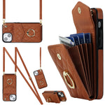 Rhombic Texture Card Bag Phone Case with Long Lanyard, For iPhone 15 Pro, For iPhone 15 Plus, For iPhone 15, For iPhone 14 Plus, For iPhone 14, For iPhone 14 Pro
