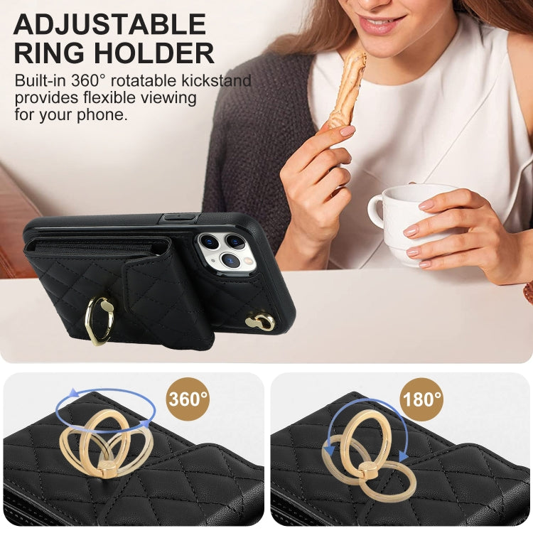 Rhombic Texture Card Bag Phone Case with Long Lanyard, For iPhone 11 Pro Max, For iPhone 11, For iPhone 11 Pro, For iPhone XR, For iPhone XS Max