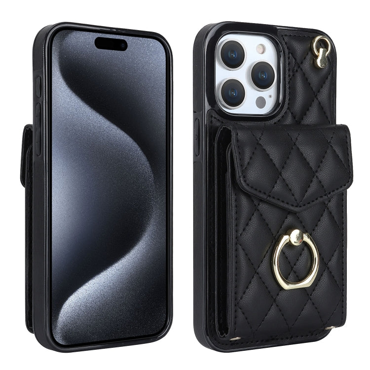 غطاء هاتف بحقيبة بطاقات بنقشة ماسية مع حبل طويل، لهواتف iPhone 15 Pro، iPhone 15 Plus، iPhone 15، iPhone 14 Plus، iPhone 14، iPhone 14 Pro