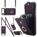 Rhombic Texture Card Bag Phone Case with Long Lanyard, For iPhone 17e / 16e, For iPhone 17 Pro Max, For iPhone 17 Pro, For iPhone 17, For iPhone Air, For iPhone 15 Pro Max