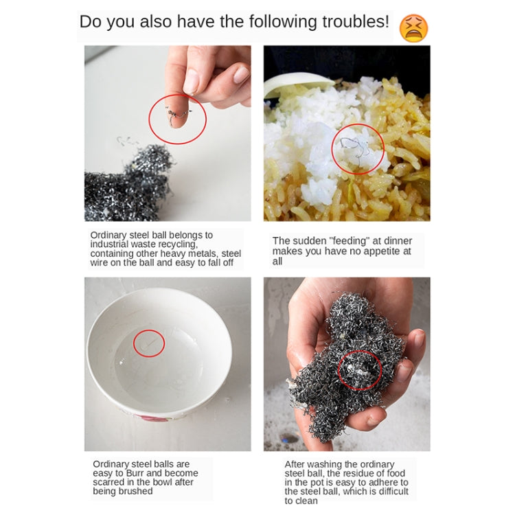 Stainless Steel Round Iron Cleaner Pot Brush Scrubber Home Cookware Kitchen Cleaning Tool, 4 x 4 inch, 5 x 5 inch, 6 x 6 inch, 7 x 7 inch, 8 x 8 inch