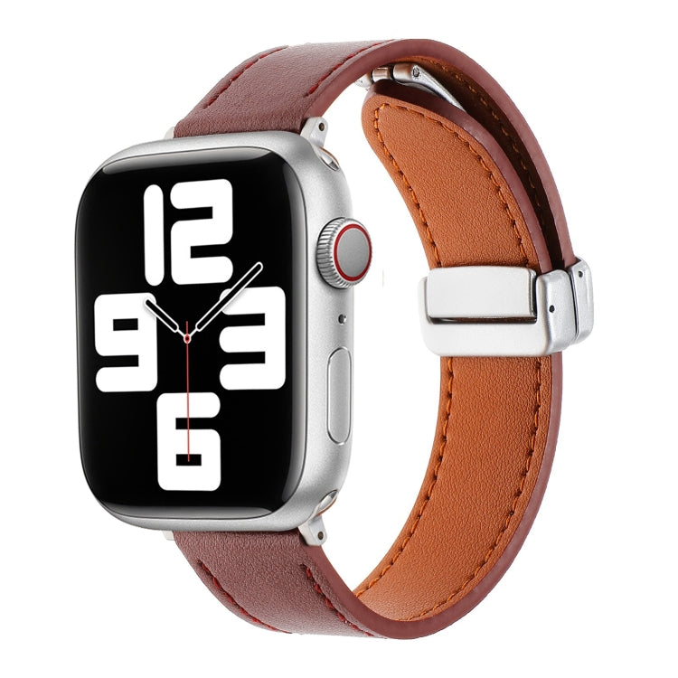 سوار ساعة من الجلد ملمس بشرة مع إبزيم مغناطيسي، لساعات أبل سيريس 8 مقاس 41 مم، أبل SE مقاس 40 مم، سيريس 8 مقاس 45 مم، أبل SE مقاس 44 مم، سيريس 7 مقاس 41 مم، سيريس 7 مقاس 45 مم