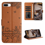 غطاء هاتف من الجلد بنقش قطة مع حبل معصم، لهواتف iPhone 11 Pro، وiPhone XS Max، وiPhone X، وiPhone 7 Plus / 8 Plus