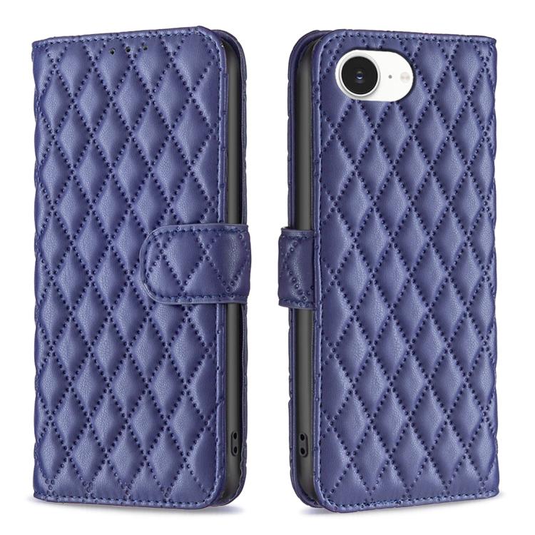 غطاء هاتف محفظة قابلة للطي من الجلد بنقشة شبكة الماس، لهواتف iPhone 17e / 16e، iPhone 17 Pro Max، iPhone 17 Pro، iPhone 17، iPhone Air، iPhone 16 Pro Max، iPhone 16 Pro، iPhone 16 Plus