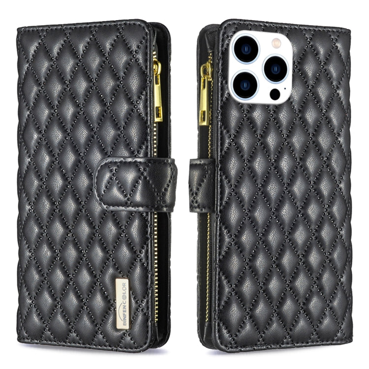Diamond Lattice Zipper Wallet Leather Flip Phone Case, For iPhone 17 Pro Max, For iPhone 17 Pro, For iPhone 17, For iPhone Air, For iPhone 16 Pro Max, For iPhone 16 Pro, For iPhone 16 Plus, For iPhone 16