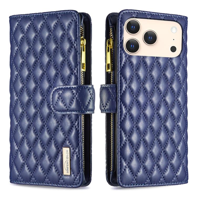 Diamond Lattice Zipper Wallet Leather Flip Phone Case, For iPhone 17 Pro Max, For iPhone 17 Pro, For iPhone 17, For iPhone Air, For iPhone 16 Pro Max, For iPhone 16 Pro, For iPhone 16 Plus, For iPhone 16