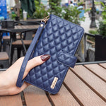 Diamond Lattice Zipper Wallet Leather Flip Phone Case, For iPhone 17 Pro Max, For iPhone 17 Pro, For iPhone 17, For iPhone Air, For iPhone 16 Pro Max, For iPhone 16 Pro, For iPhone 16 Plus, For iPhone 16
