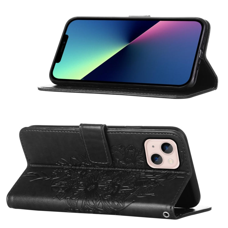 غطاء هاتف من الجلد بنقشة فراشة بارزة، لهواتف iPhone 15، iPod Touch 7 / 6 / 5