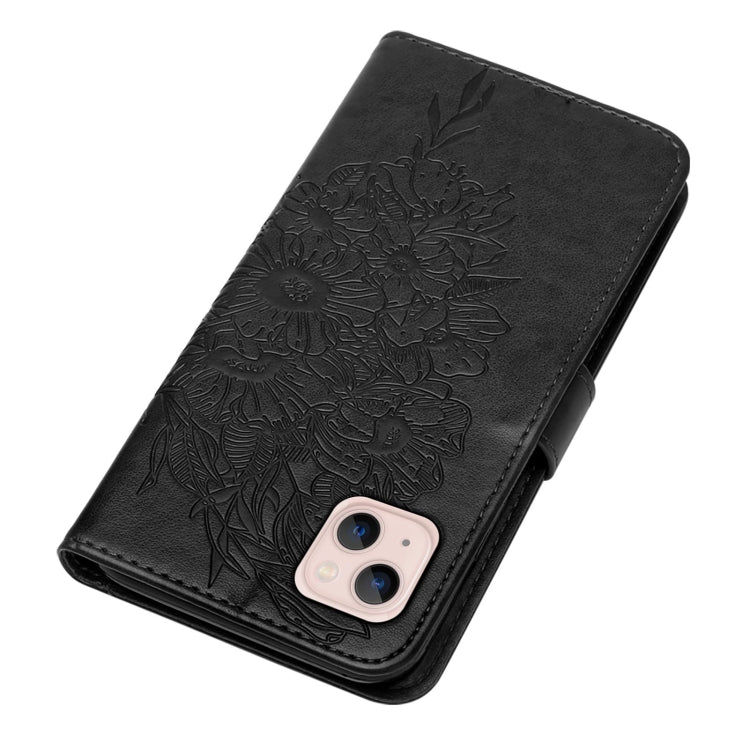غطاء هاتف من الجلد بنقشة فراشة بارزة، لهواتف iPhone 15، iPod Touch 7 / 6 / 5