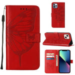 غطاء هاتف من الجلد بنقشة فراشة بارزة، لهواتف iPhone 15، iPod Touch 7 / 6 / 5