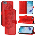 غطاء هاتف من الجلد بنقشة فراشة بارزة، لهواتف iPhone 15، iPod Touch 7 / 6 / 5