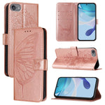 غطاء هاتف من الجلد بنقشة فراشة بارزة، لهواتف iPhone 15، iPod Touch 7 / 6 / 5