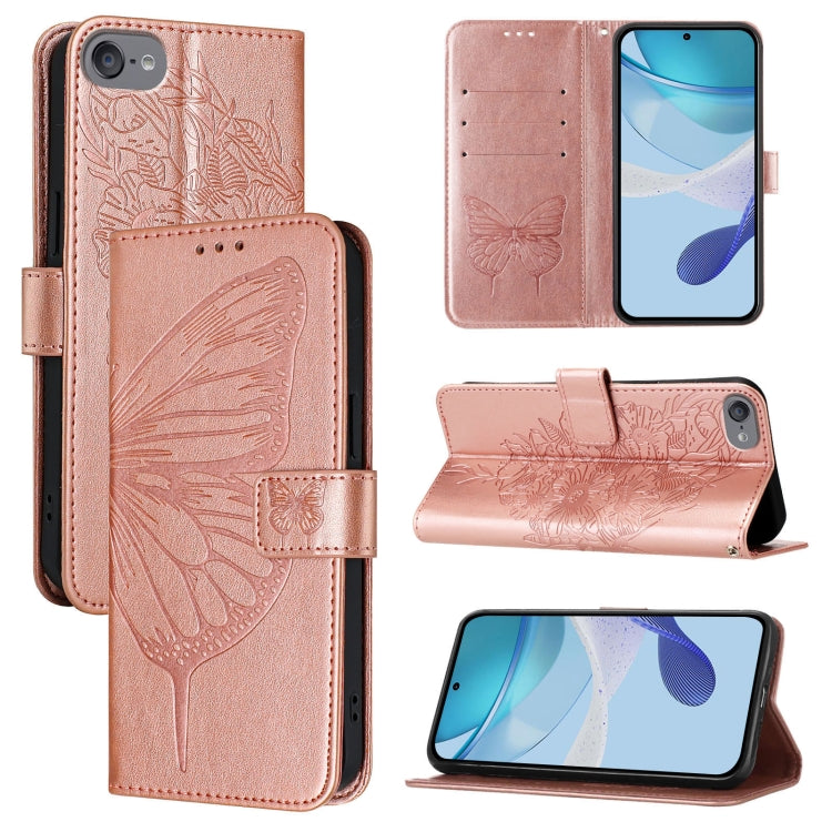 غطاء هاتف من الجلد بنقشة فراشة بارزة، لهواتف iPhone 15، iPod Touch 7 / 6 / 5