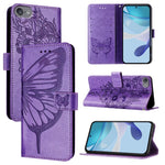 غطاء هاتف من الجلد بنقشة فراشة بارزة، لهواتف iPhone 15، iPod Touch 7 / 6 / 5