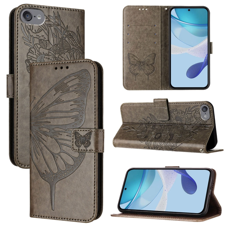 غطاء هاتف من الجلد بنقشة فراشة بارزة، لهواتف iPhone 15، iPod Touch 7 / 6 / 5
