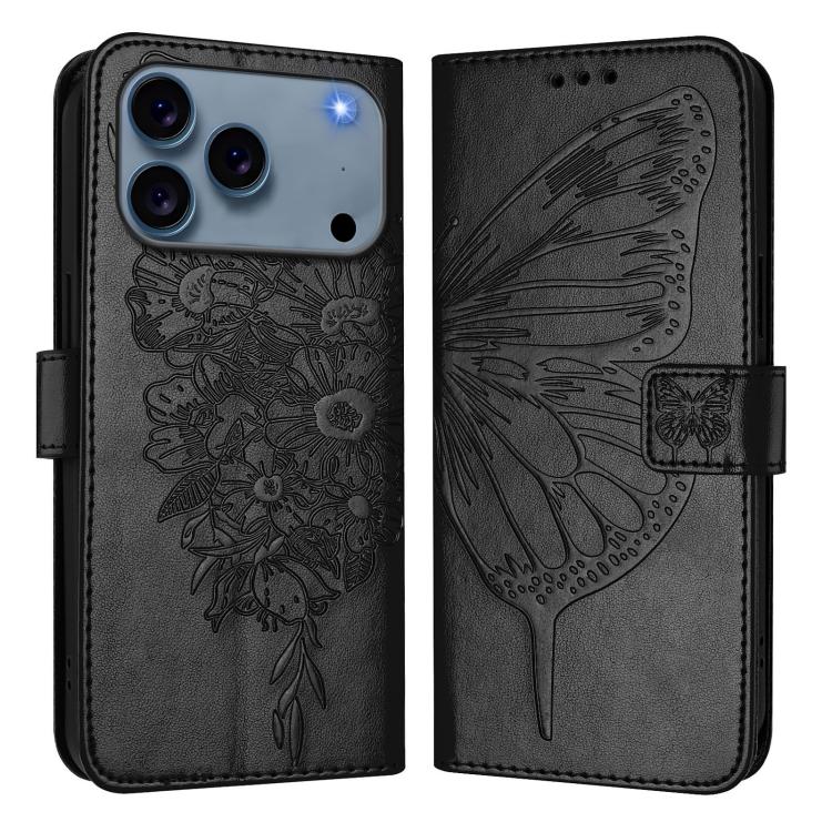غطاء هاتف من الجلد بنقشة فراشة بارزة، لهواتف iPhone 17e / 16e، iPhone 17 Pro Max، iPhone 17 Pro، iPhone 17، iPhone Air، iPhone 16 Pro Max