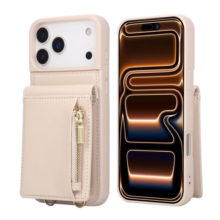 غطاء هاتف من الجلد بمحفظة بسحاب وحزام عبر الجسم، لهواتف iPhone 17 Pro Max، iPhone 17 Pro، iPhone 17، iPhone Air، iPhone 16 Pro Max، iPhone 16 Pro، iPhone 16 Plus، iPhone 16، iPhone 15 Pro Max