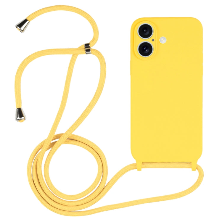 غطاء من السيليكون السائل بحزام عبر الجسم، لهواتف iPhone 16 Pro Max، iPhone 16 Pro، iPhone 16 Plus