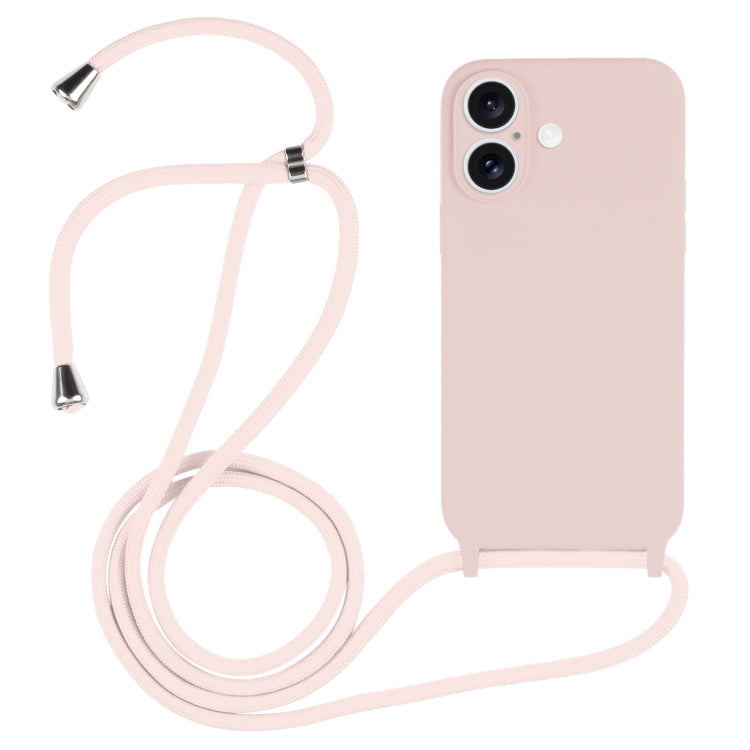 غطاء من السيليكون السائل بحزام عبر الجسم، لهواتف iPhone 16 Pro Max، iPhone 16 Pro، iPhone 16 Plus