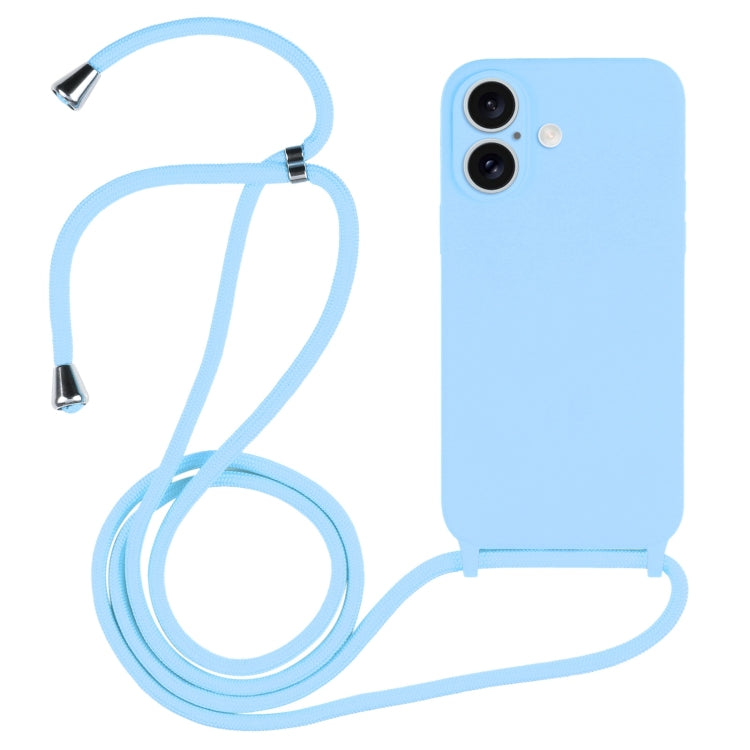 غطاء من السيليكون السائل بحزام عبر الجسم، لهواتف iPhone 16 Pro Max، iPhone 16 Pro، iPhone 16 Plus