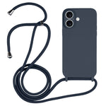غطاء من السيليكون السائل بحزام عبر الجسم، لهواتف iPhone 16 Pro Max، iPhone 16 Pro، iPhone 16 Plus